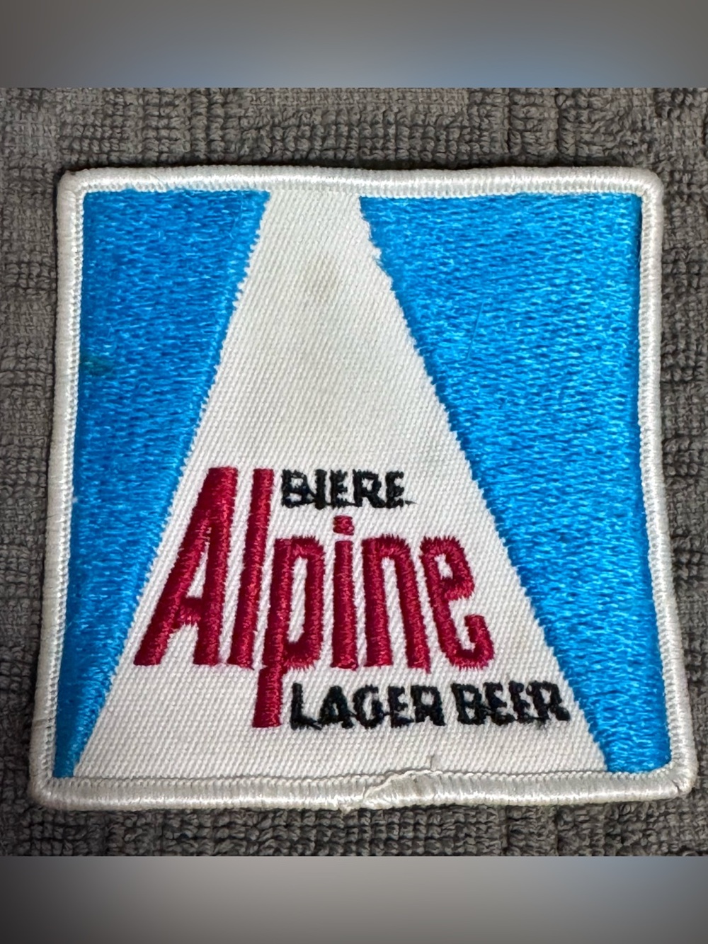 Vintage Alpine Lager Beer Patch in Blue and White
